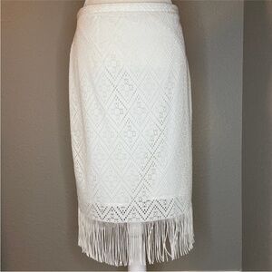 Elegant White Fringe Skirt